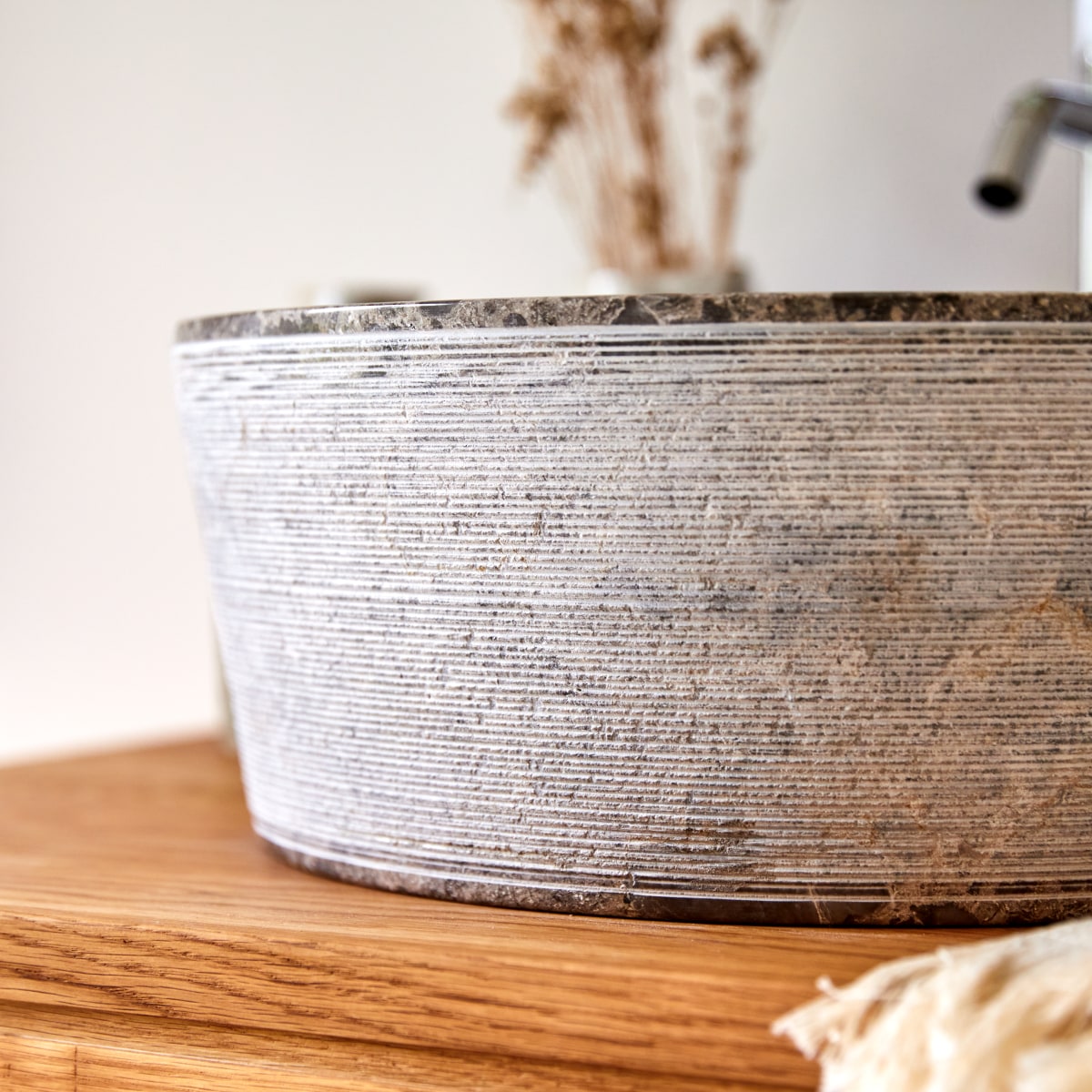 Exo Stri - Waschbecken aus Marmor grey ∅ 40 cm