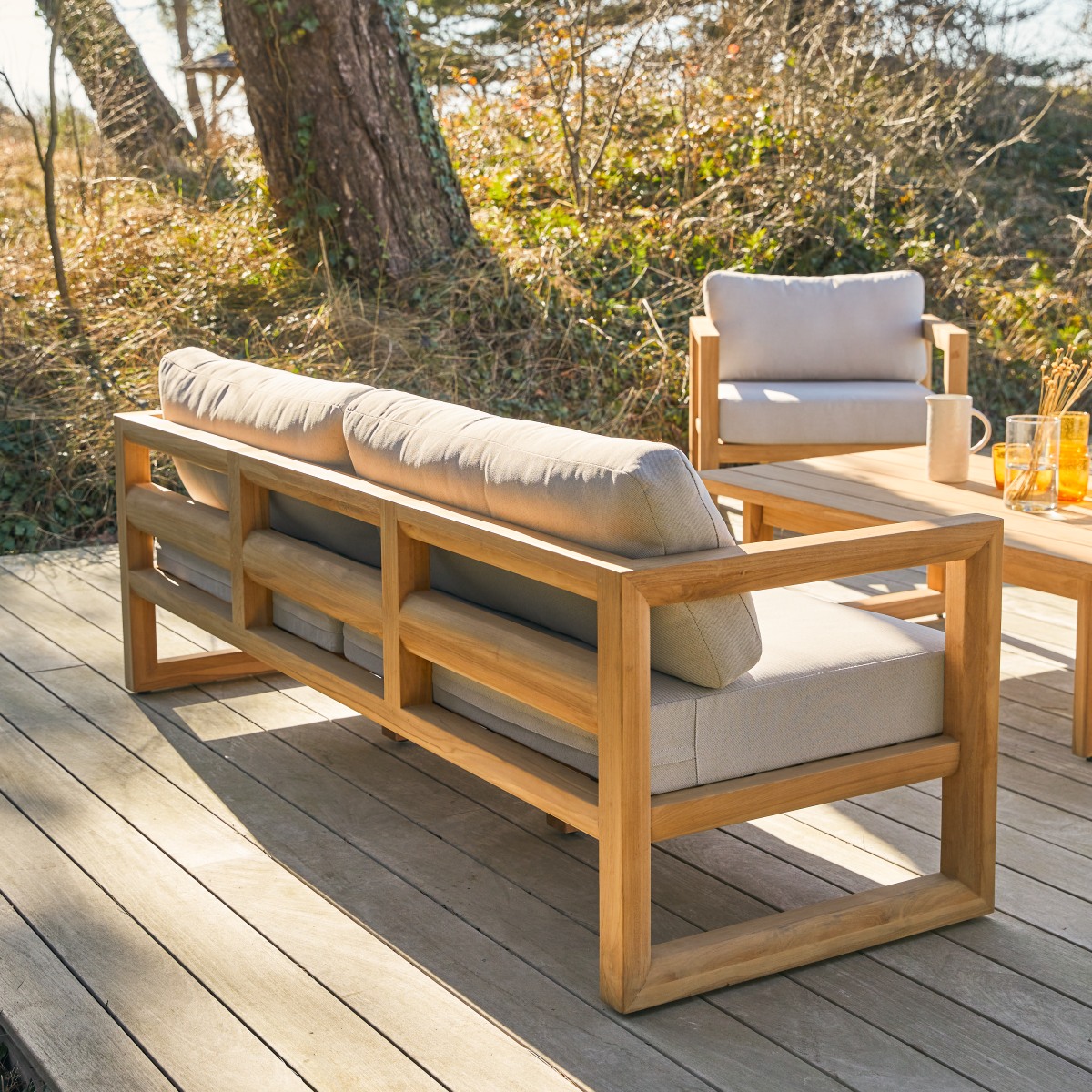 Noah - 3-Sitzer Gartenbank aus massivem Teakholz