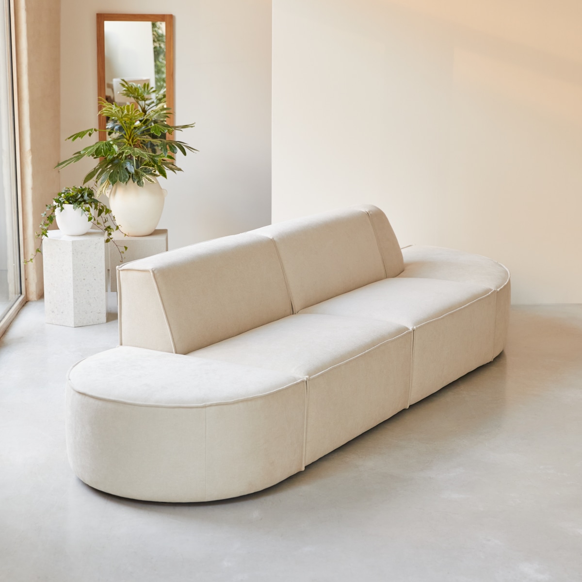 Dario - Modulsofa mit beigefarbenem Stoffbezug, 2/3-Sitzer