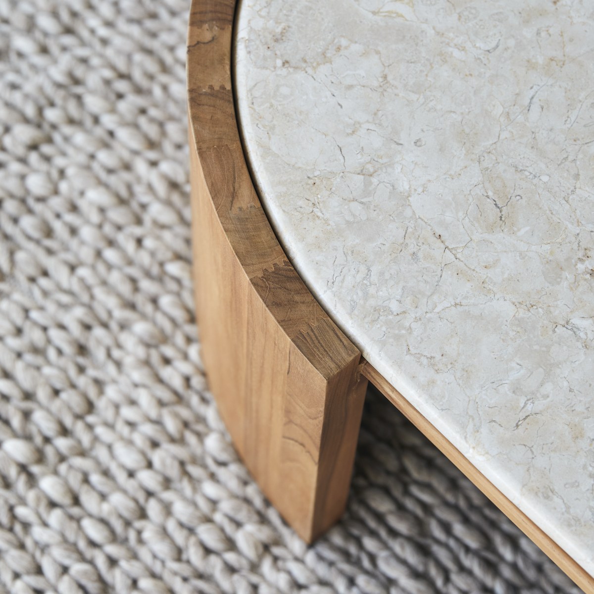 Virgile - Coffee table in solid teak and marble