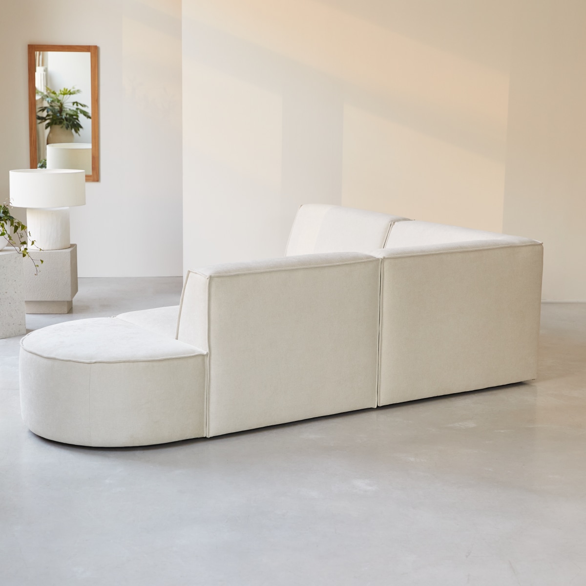 Dario - Modul-Ecksofa aus beigefarbenem Stoff, 4–5 Sitzplätze