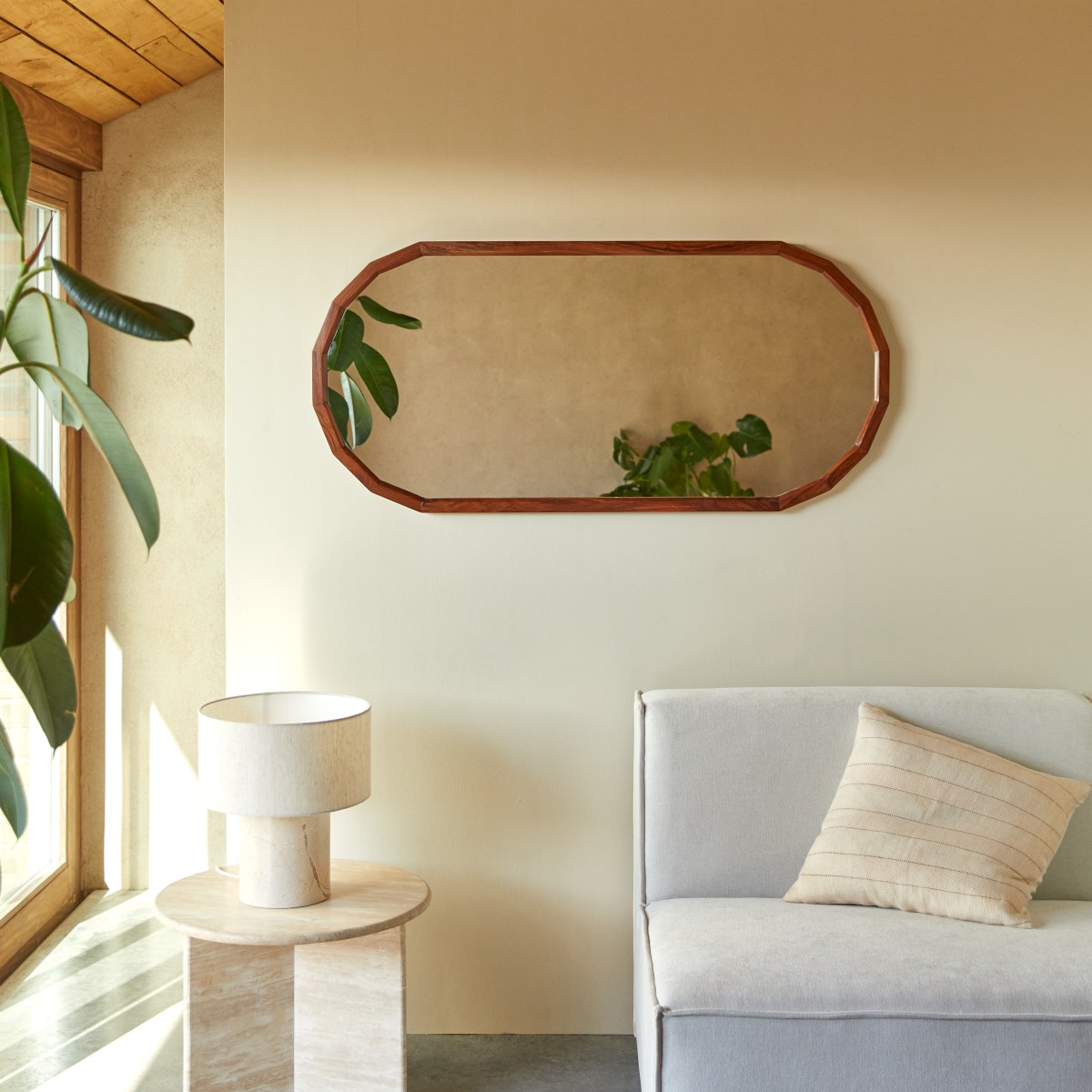 Jade - Dekospiegel aus massivem Palisander, 120 x 56 cm