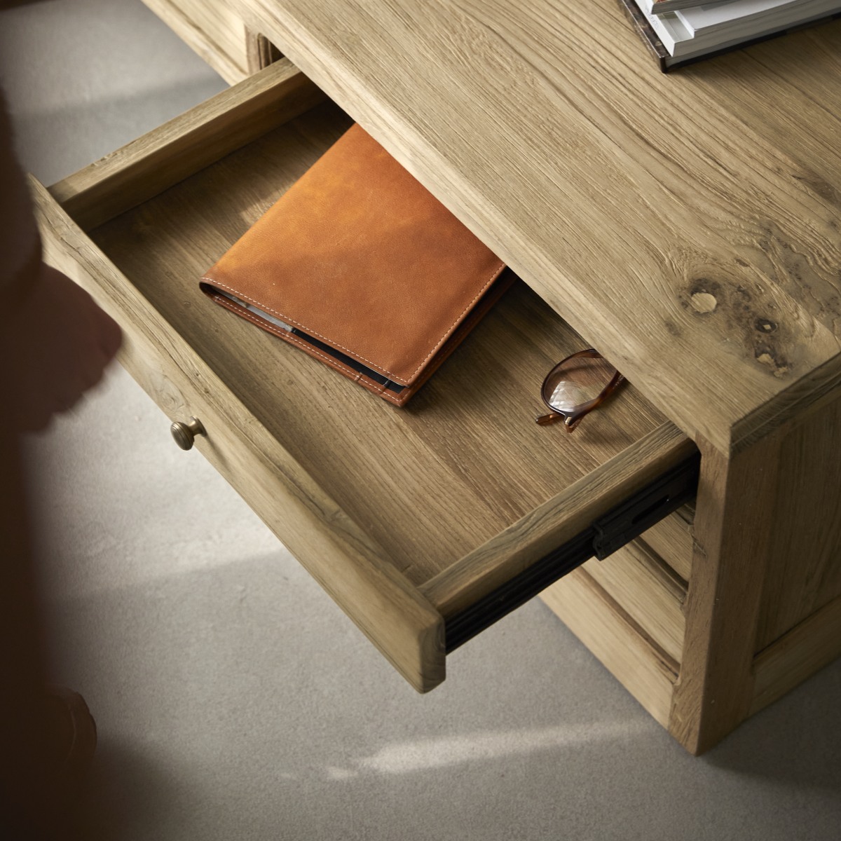 Issa - Table basse rectangulaire en teck massif recyclé