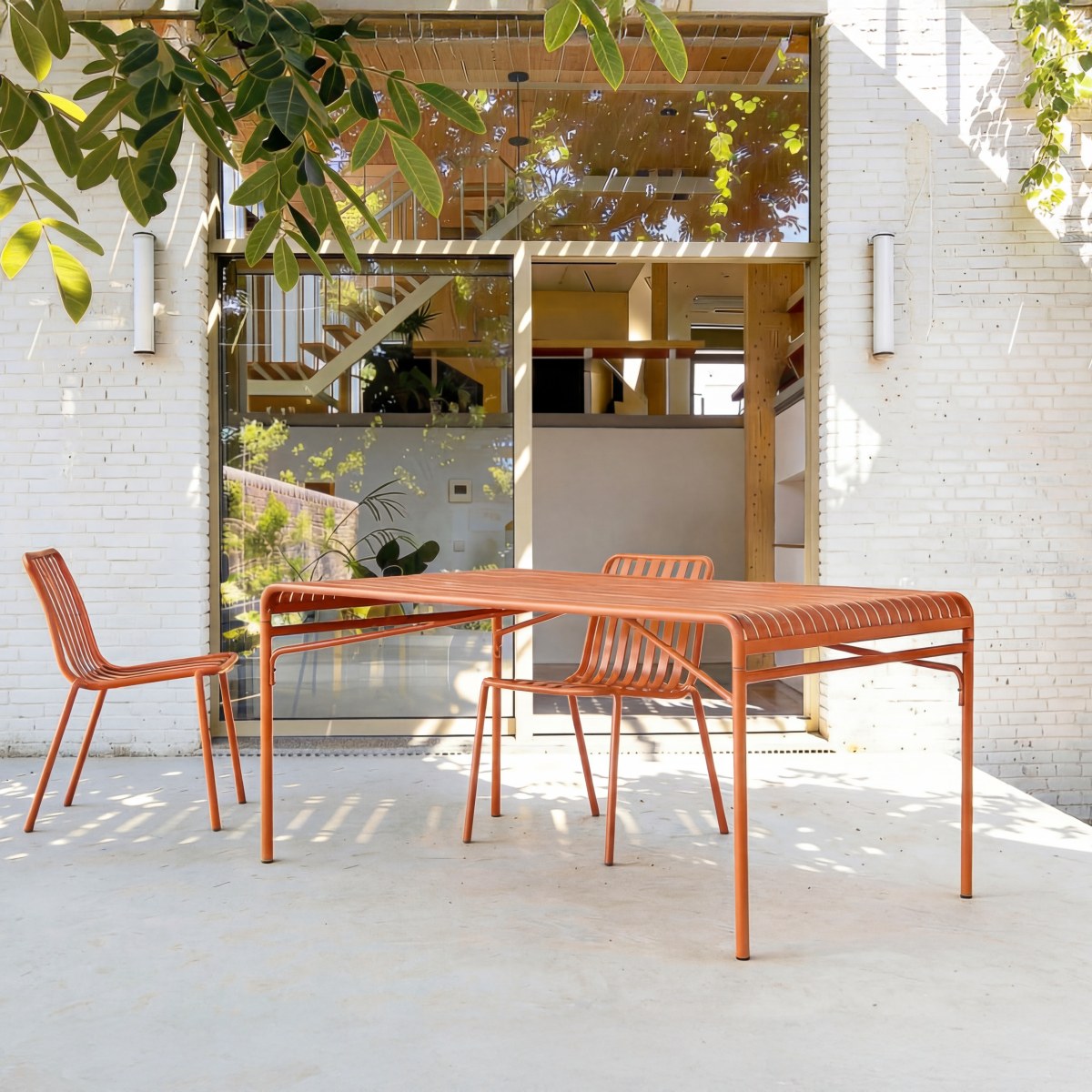 Rechteckiger Gartentisch Orange aus Metall, 4–6 Pers. - Garten > Gartentische