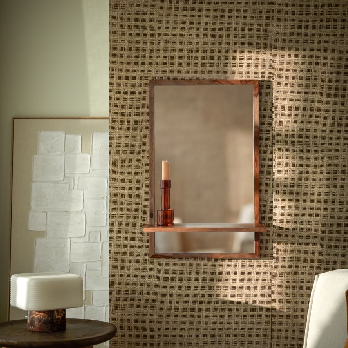 Galyno - Miroir déco d'entrée en palissandre 75x45 cm