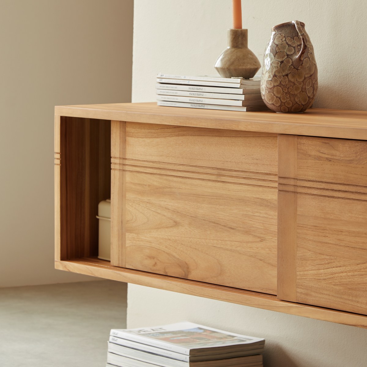 Basic - TV-Schränk aus massivem Teak 140 cm