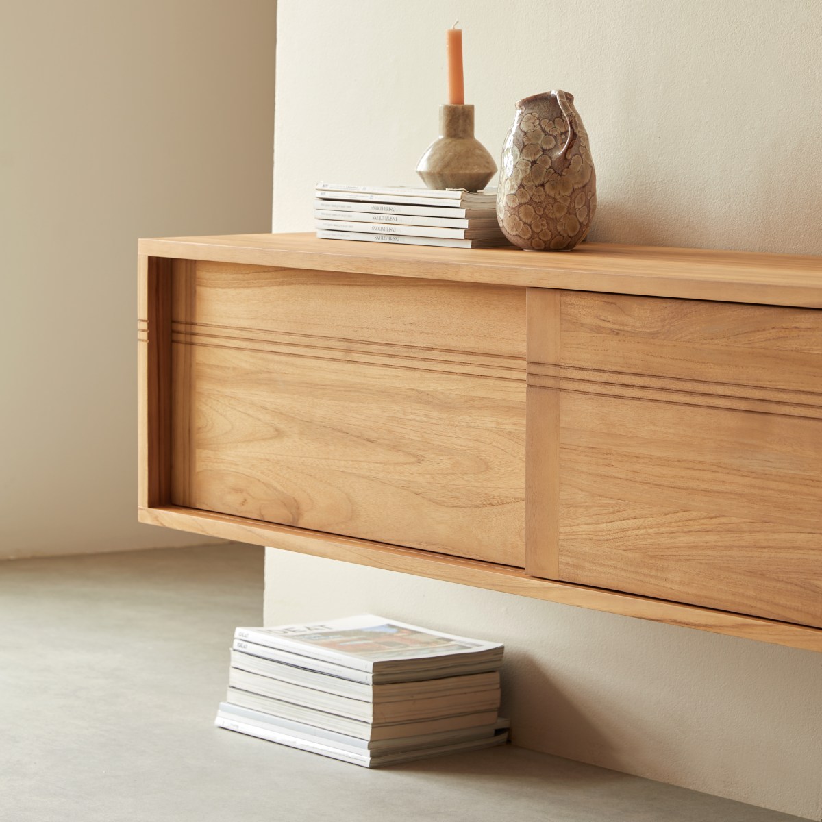 Basic - TV-Schränk aus massivem Teak 140 cm