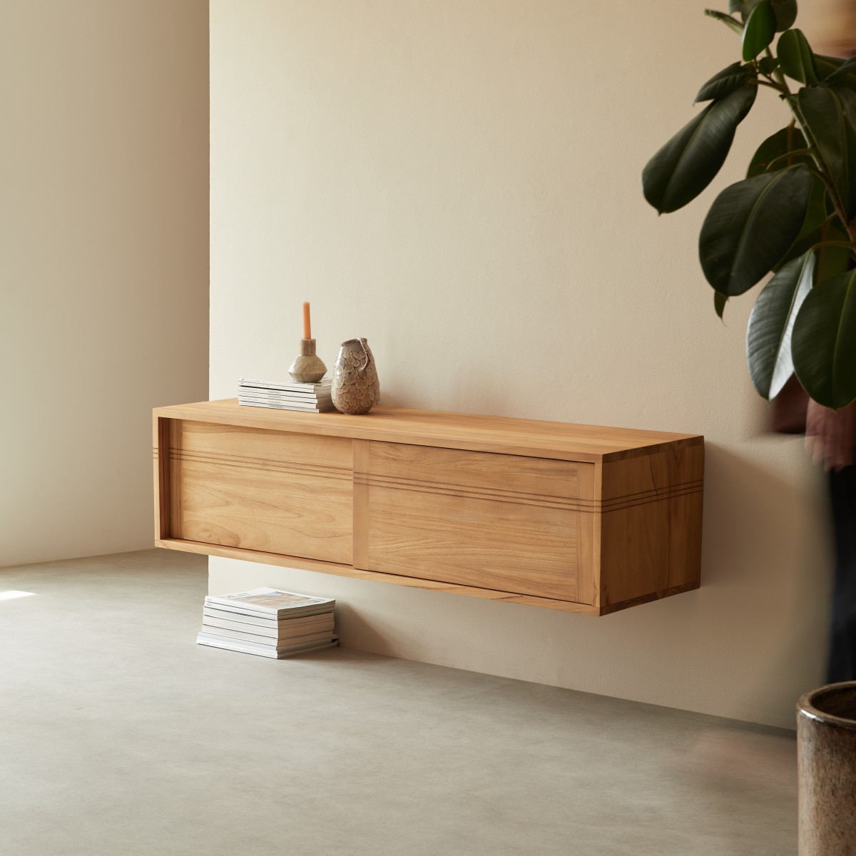 Basic - TV-Schränk aus massivem Teak 140 cm