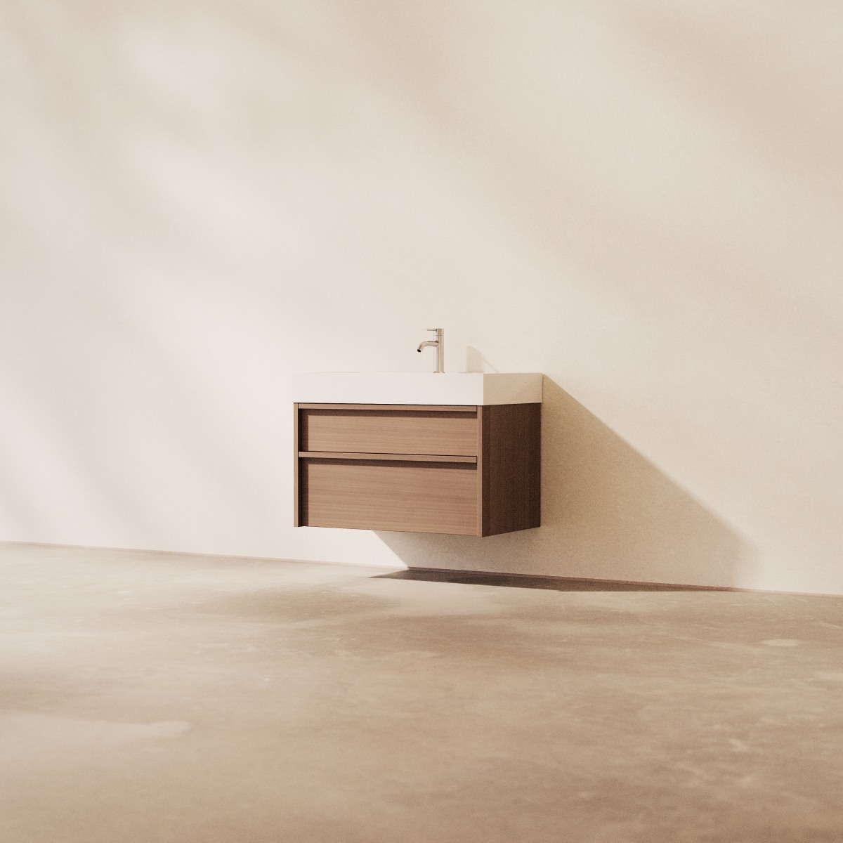 Margot - Waschtisch aus massivem Hevea und Terrazzo 80 cm