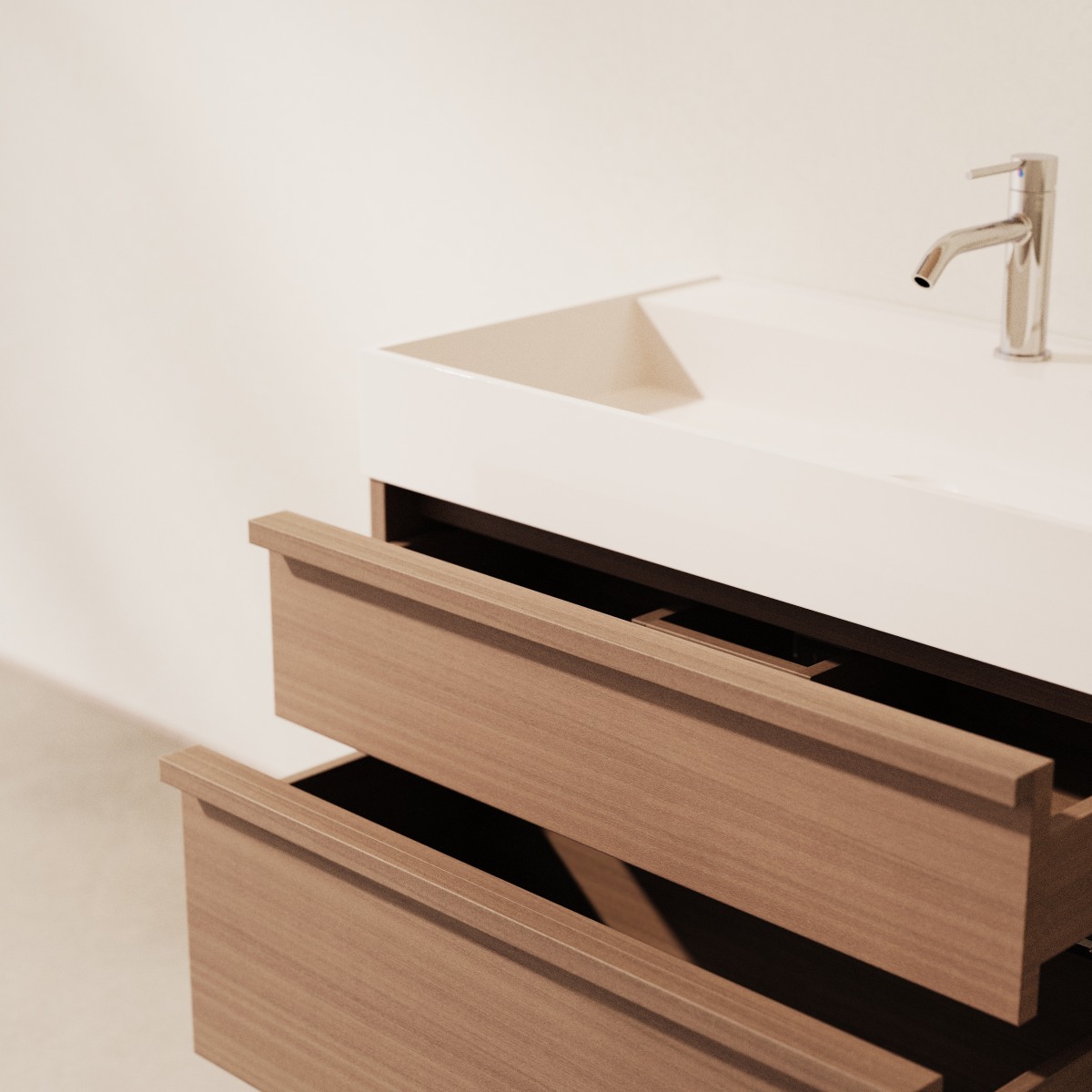 Margot - Mueble de baño de caucho macizo y terrazo 80 cm