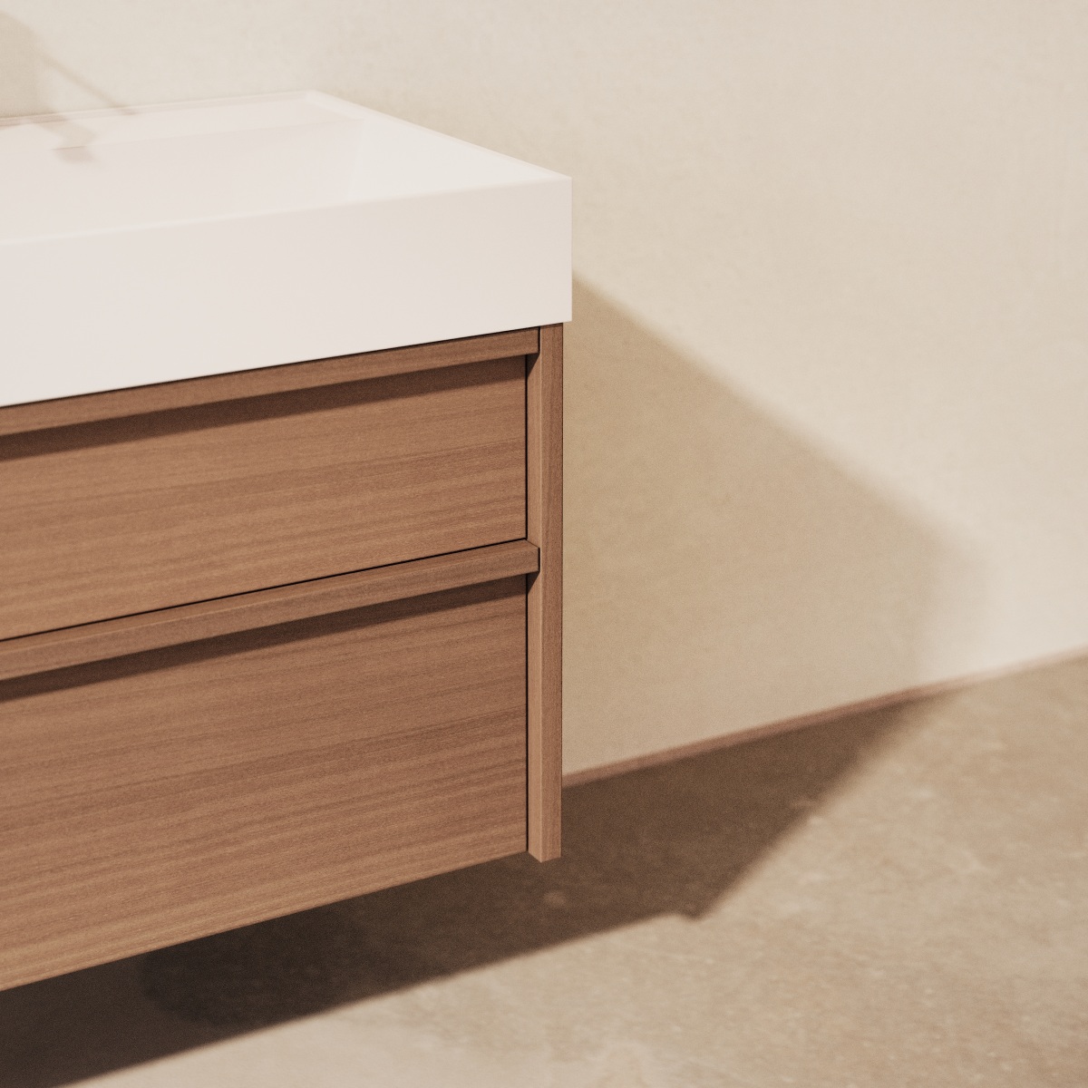 Margot - Waschtisch aus massivem Hevea und Terrazzo 80 cm