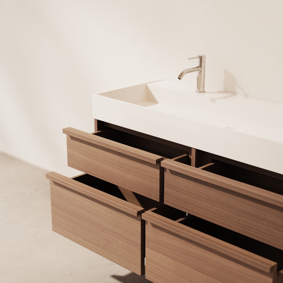 Margot - Meuble Salle de Bain en hévéa massif et terrazzo 120 cm