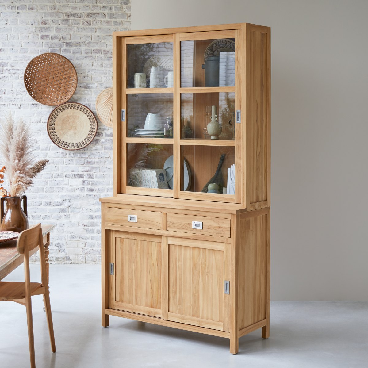 Heidi - Geschirrschrank aus massivem Teakholz 120 cm