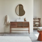 Isaure - Mueble de baño de nogal macizo y terrazo prémium de 125 cm
