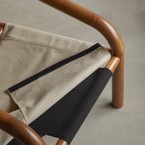 Opéra - Sillón de roble macizo oscuro y terciopelo color crema