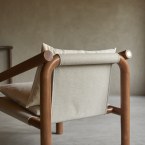 Opéra - Fauteuil en chêne massif foncé et velours crème