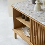 Isaure - Buffet en teck massif et terrazzo premium 160 cm