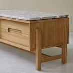 Isaure - Meuble TV en teck massif et terrazzo premium 175 cm