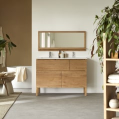Easy - Meuble salle de bain en chêne massif et céramique 120 cm