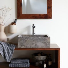 Slats - Vasque carrée en marbre grey l. 41 cm
