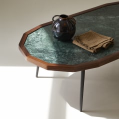 Jade - Table basse en palissandre massif et marbre