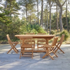 Capri - Massief acaciahouten tuinset met 6 stoelen