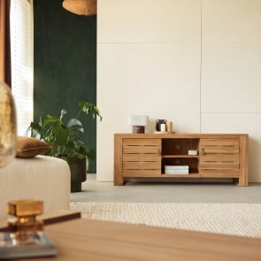 Minimalys - Mueble para TV de teca maciza de 155 cm