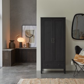 Thaki Black - Solid pine wardrobe