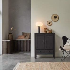 Thaki Black - Aparador de madera de pino maciza de 80 cm