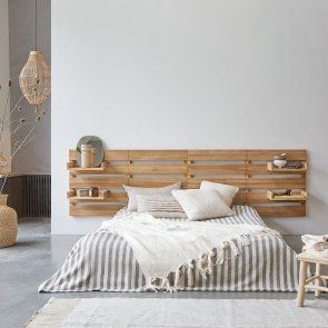 Urbain - Solid Teak King Size Headboard with Shelves