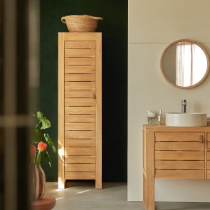 Minimalys - Mobile da bagno a colonna in teak massello