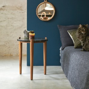 Nestor - Nachttisch aus Teak und Marmor black