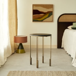 Simëon - Comodino in metallo e marmo