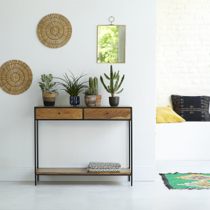 Agra - Console table in solid acacia and metal