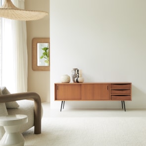 Simen - Mobile TV in teak 155 cm