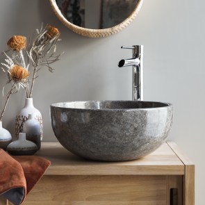 Mia - Light Gray Marble Bathroom Sink