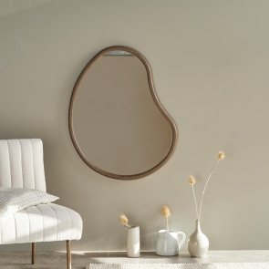 Dim - Espejo de madera de mindi de 85 cm x 65 cm