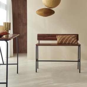 Talia - Banc haut en palissandre massif et métal