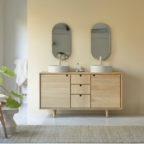 Jonàk - Mobile per il bagno in legno di quercia massello 145 cm