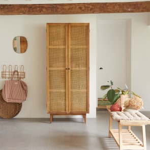 Ninon - Storage cabinet in pine and cane
