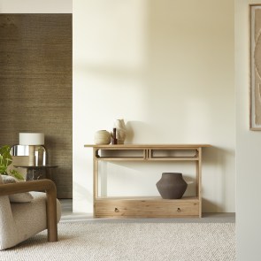 Clovis - 1-drawer console table in solid oak