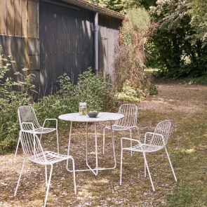 Elio - Ronde tuintafel van groen premium terrazzo en metaal voor 4 personen