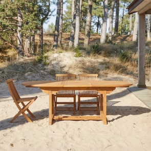 Capri -  Table de jardin extensible ovale en acacia massif 6-8 pers.