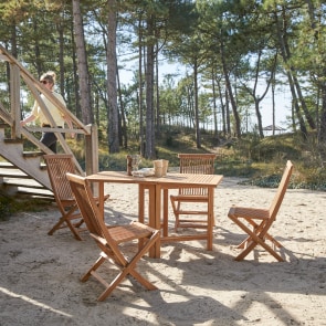 Capri - Inklapbare tuinset van massief acaciahout met 4 stoelen