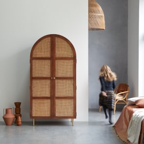 Lisbeth - Elm and canework storage cupboard