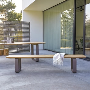 Harper - Garden bench in solid teak and aluminium