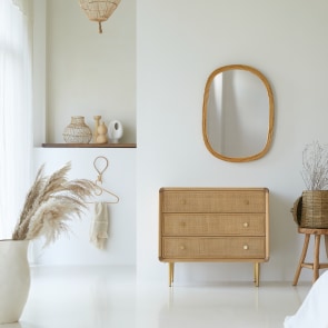 Come - Solid oak and canework chest of drawers