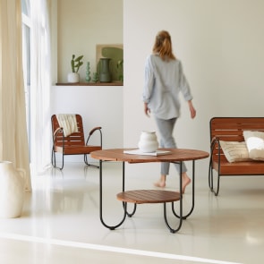 Key Wood - Mesa de centro de acacia maciza con listones