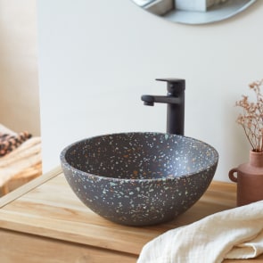 Micha - Lavabo rotondo in battuto di terrazzo confetti