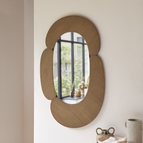 Eda - Oval mirror in light mindi wood 75x115 cm
